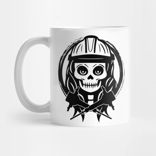 Fossicker Skull and Jackhammer Black Logo by Nuletto